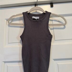 And Now This Dark Gray Ribbed Sweater Tank Top Stretchy